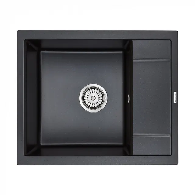 Кухонная мойка Paulmark Мойка FLUGEN 50-600, IT-GRANIT, PM216050-BLM, черный, 600х500 мм,