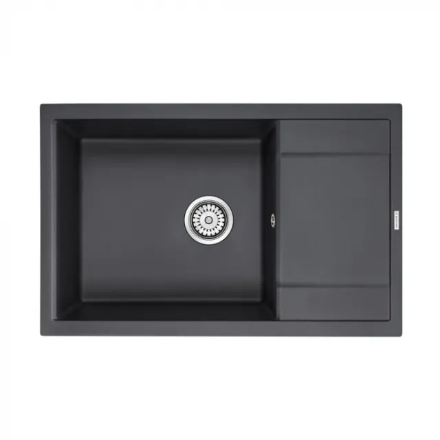 Кухонная мойка Paulmark Мойка FLUGEN 60, IT-GRANIT, PM317850-BL, черный гранит, 780х500 мм,