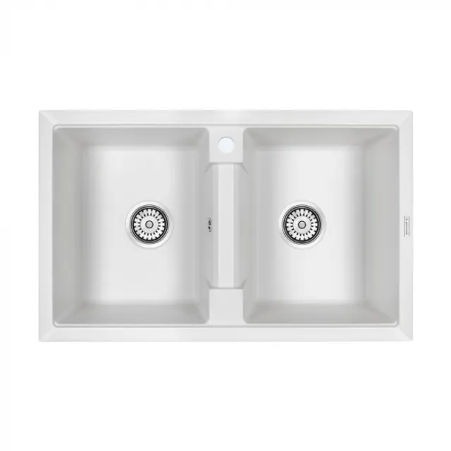 Кухонная мойка Paulmark Мойка TANDEM 80/2, IT-GRANIT, PM238150-WH, белый, 810х500 мм,