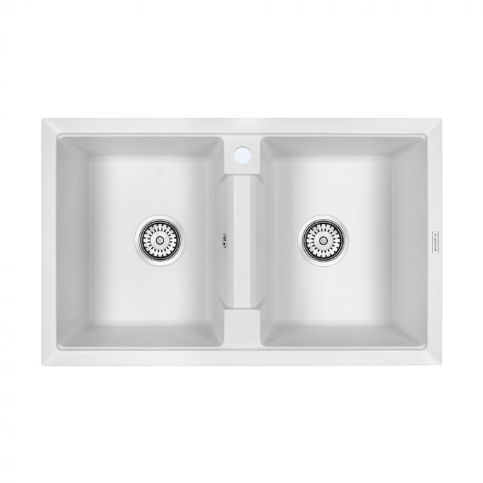 Кухонная мойка Paulmark Мойка TANDEM 80/2, IT-GRANIT, PM238150-WH, белый, 810х500 мм,