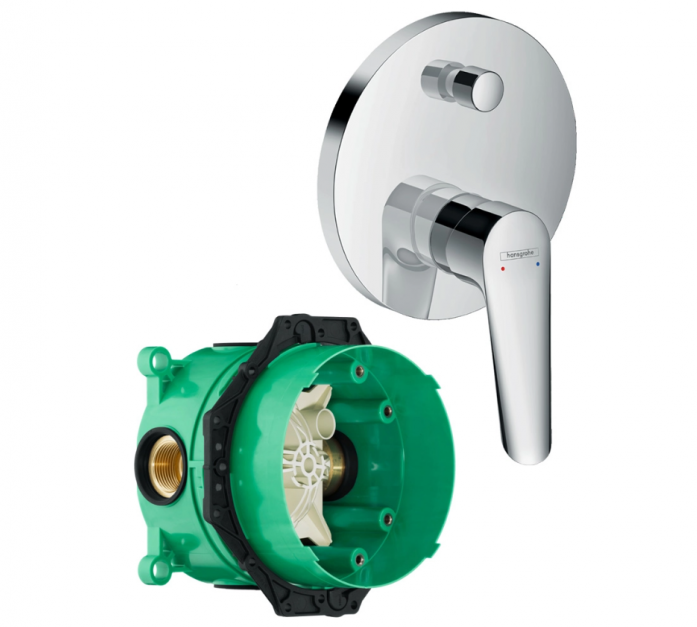 Смеситель для ванны Hansgrohe Logis E 71404000S (71404000+01800180) хром