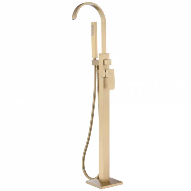 Смеситель напольный Abber Wasserfall AF8615G золото матовое