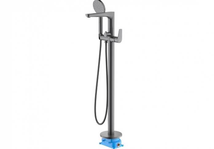 Смеситель для ванны напольный AQUATEK Бетта AQ1145BGM черный хром шлифованный