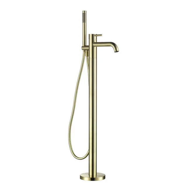 Смеситель для ванны напольный AQUAME Siena AQM6218BG золото шлифованное