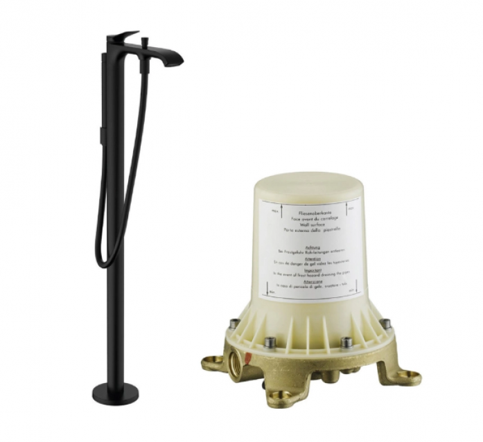 Смеситель напольный для ванны Hansgrohe Vivenis 75445670S (75445670+10452180) матовый черный