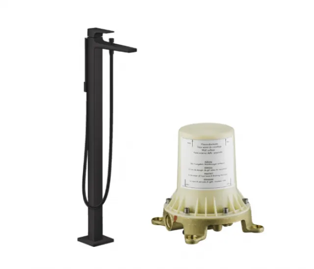Смеситель напольный для ванны Hansgrohe Metropol 32532670S (32532670+10452180) матовый черный