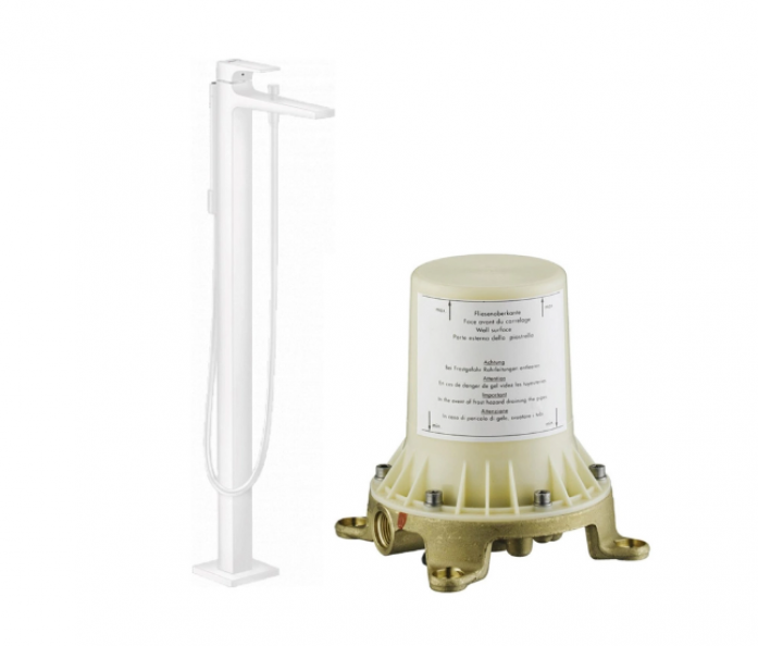 Смеситель напольный для ванны Hansgrohe Metropol 32532700S (32532700+10452180) матовый белый