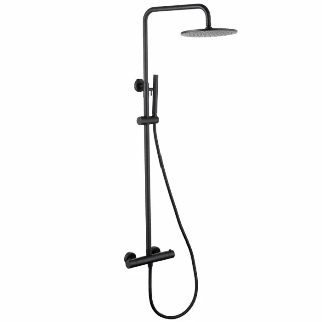 Душевая стойка с термостатом Abber Wasser Kreis AF8160BL черный матовый