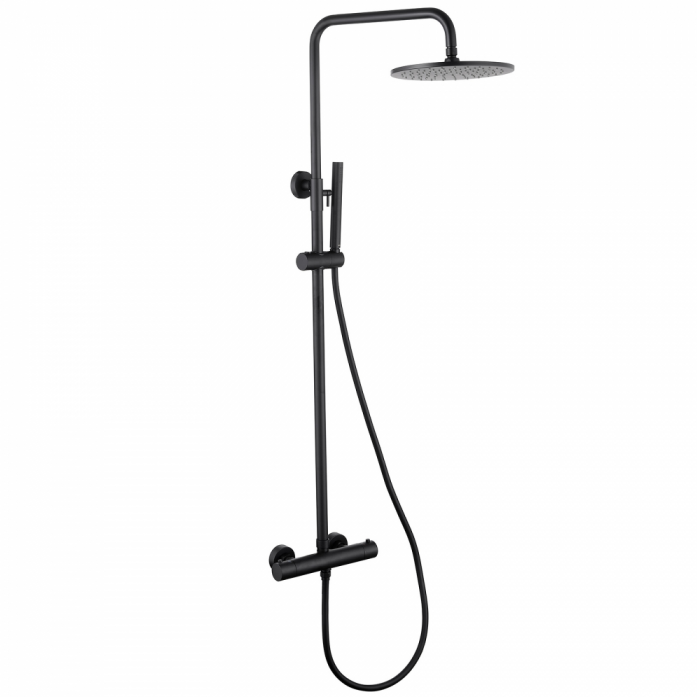 Душевая стойка с термостатом Abber Wasser Kreis AF8160BL черный матовый