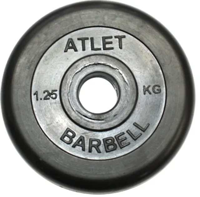 Диск обрезиненный MB Barbell d 31 мм чёрный 1,25 кг Atlet