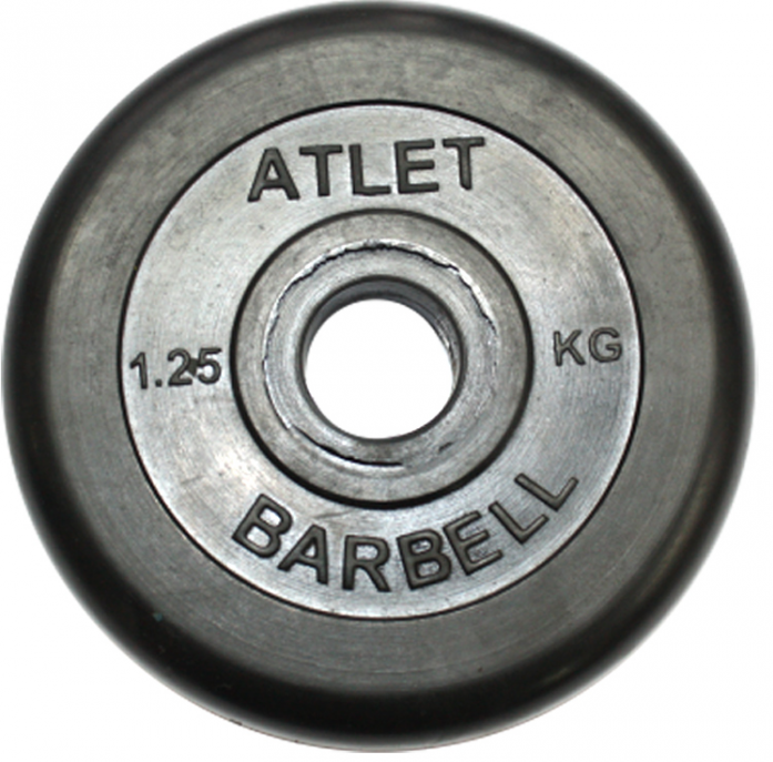 Диск обрезиненный MB Barbell d 31 мм чёрный 1,25 кг Atlet