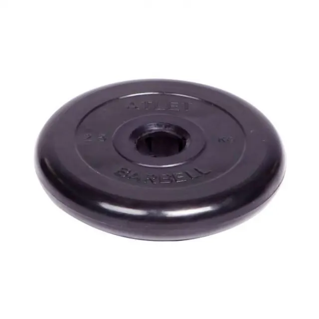 Диск обрезиненный d 51 мм чёрный 2,5 кг Atlet MB Barbell