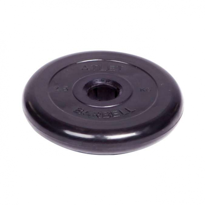 Диск обрезиненный d 51 мм чёрный 2,5 кг Atlet MB Barbell