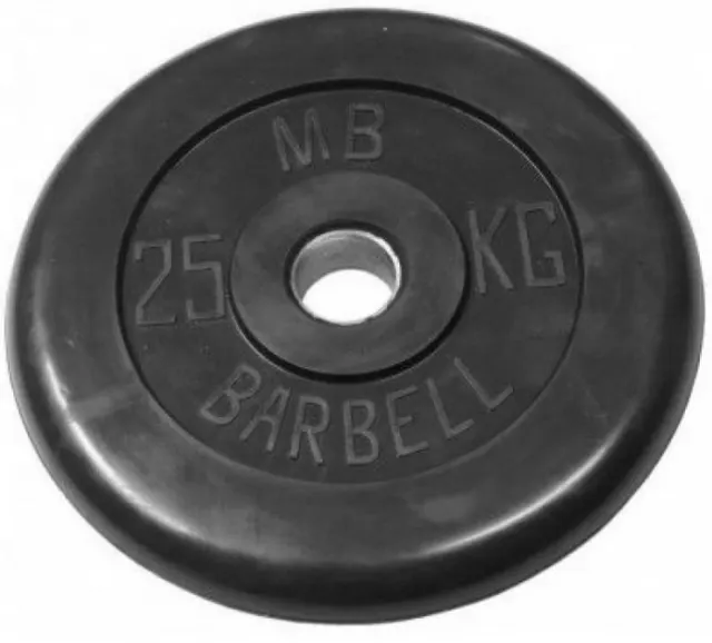 Диск обрезиненный MB Barbell d 26 мм чёрный 1,25 кг Atlet