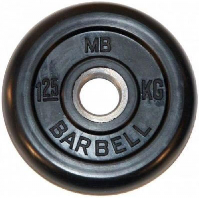 Диск обрезиненный MB Barbell d 26 мм чёрный 1,25 кг