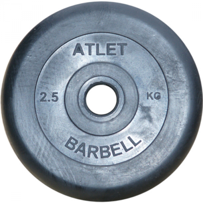 Диск обрезиненный MB Barbell 26 мм 2,5 кг Atlet черный