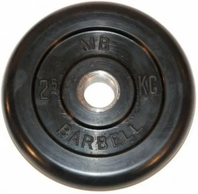 Диск обрезиненный MB Barbell 26 мм 2,5 кг черный