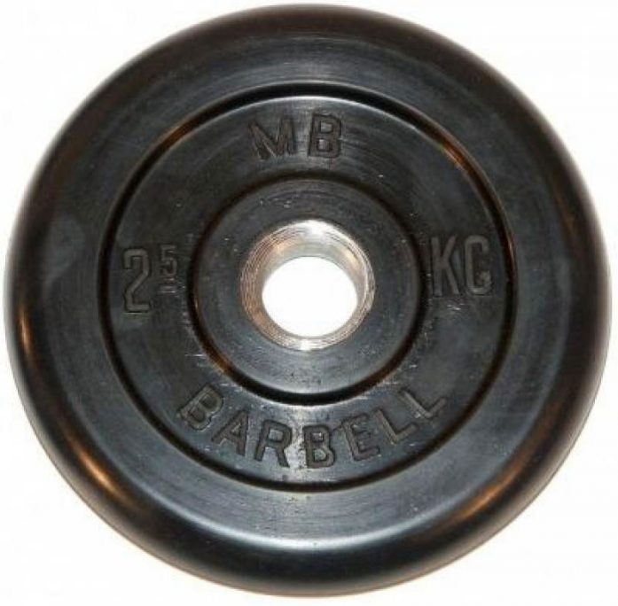 Диск обрезиненный MB Barbell 26 мм 2,5 кг черный