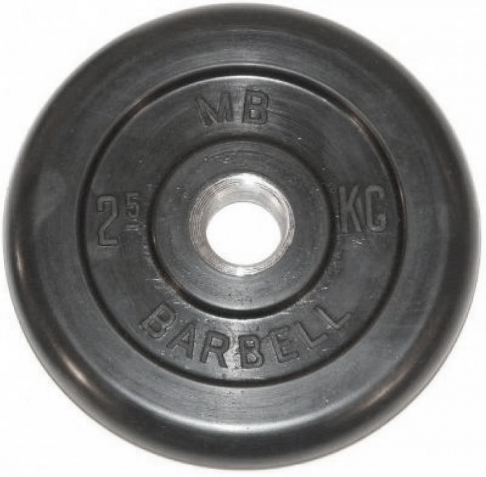 Диск обрезиненный MB Barbell d 31 мм чёрный 2,5 кг
