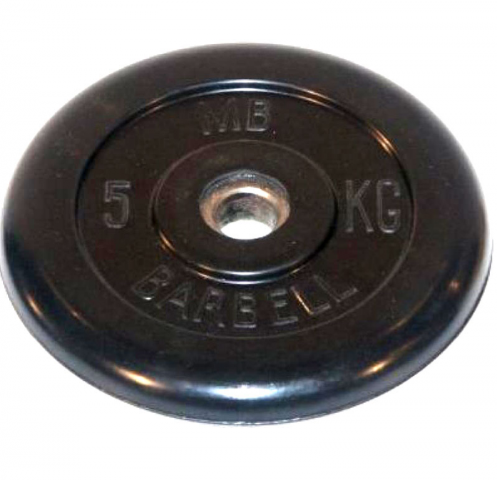 Диск обрезиненный MB Barbell d 26 мм чёрный 5,0 кг