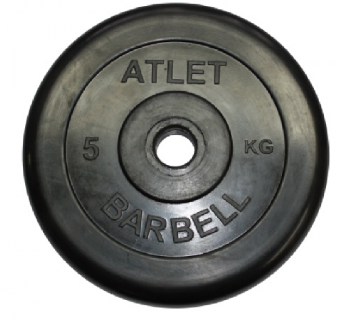 Диск обрезиненный MB Barbell d 51 мм чёрный 5,0 кг