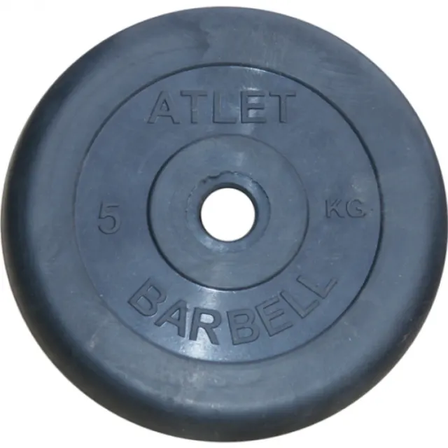 Диск обрезиненный MB Barbell d 26 мм чёрный 5,0 кг Atlet