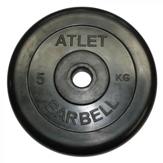 Диск обрезиненный MB Barbell d 31 мм чёрный 5,0 кг Atlet