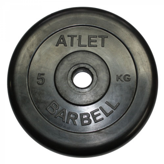 Диск обрезиненный MB Barbell d 31 мм чёрный 5,0 кг Atlet