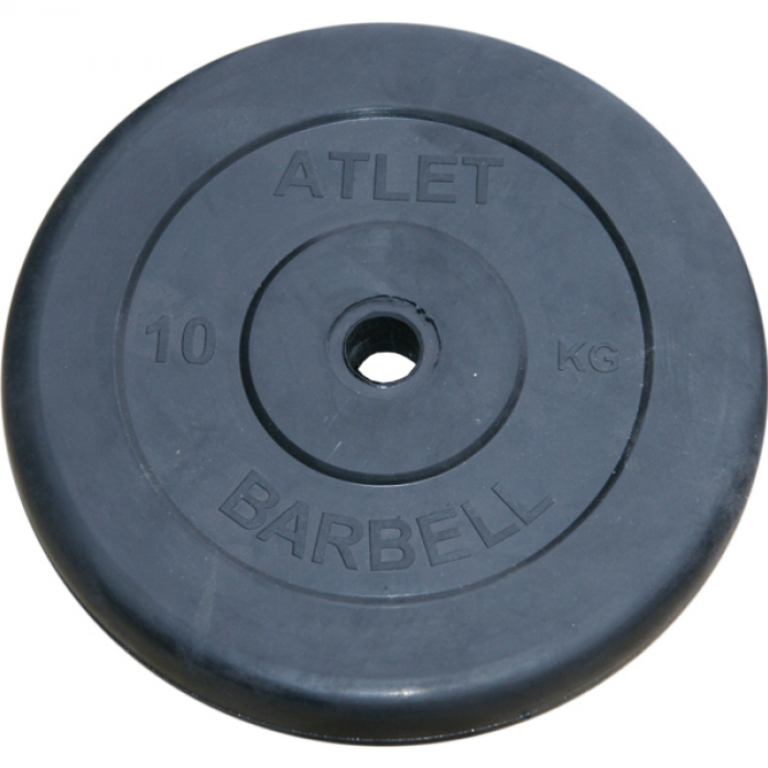 Диск обрезиненный MB Barbell d 26 мм чёрный 10,0 кг Atlet
