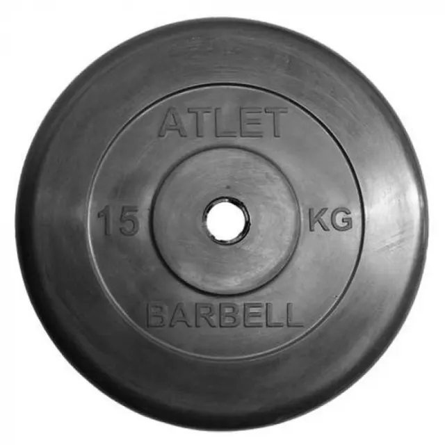 Диск обрезиненный MB Barbell d 31 мм чёрный 15,0 кг Atlet