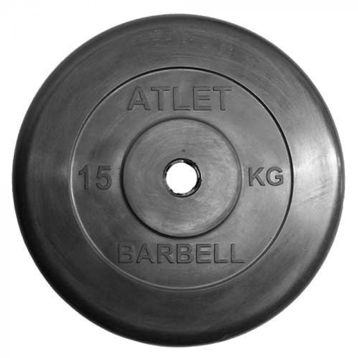 Диск обрезиненный MB Barbell d 31 мм чёрный 15,0 кг Atlet