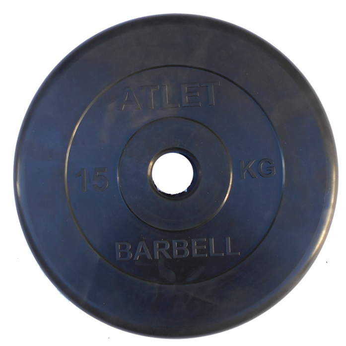Диск обрезиненный MB Barbell d 51 мм чёрный 15,0 кг Atlet