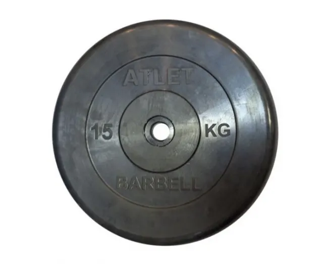 Диск обрезиненный MB Barbell Atlet 15 кг 26 мм Atlet MB-AtletB26-15
