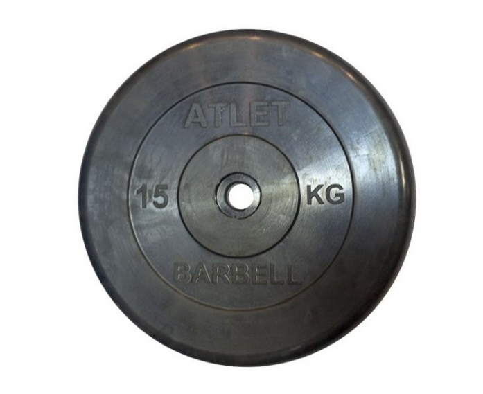 Диск обрезиненный MB Barbell Atlet 15 кг 26 мм Atlet MB-AtletB26-15