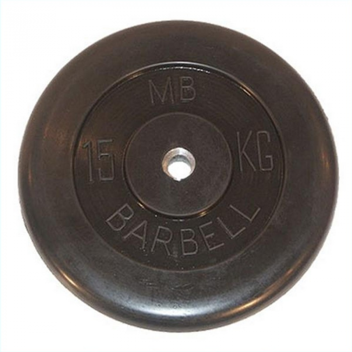 Диск обрезиненный MB Barbell d 31 мм чёрный 15,0 кг