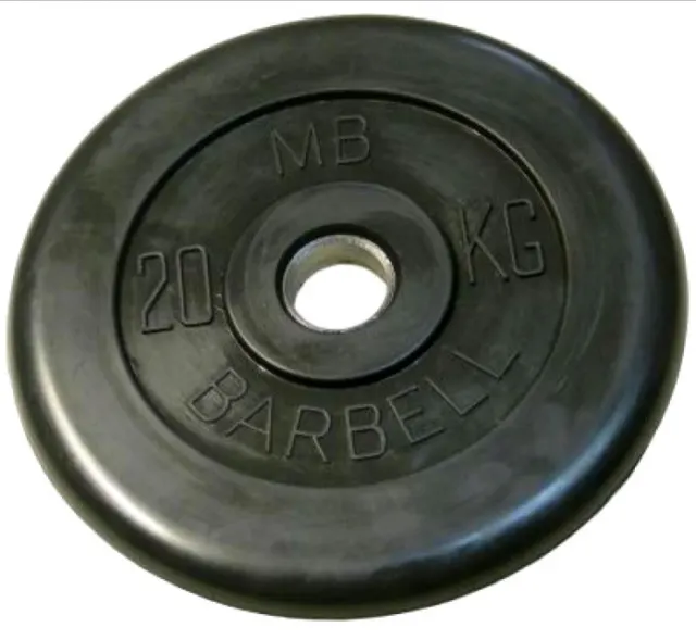 Диск обрезиненный MB Barbell d 26 мм чёрный 20,0 кг