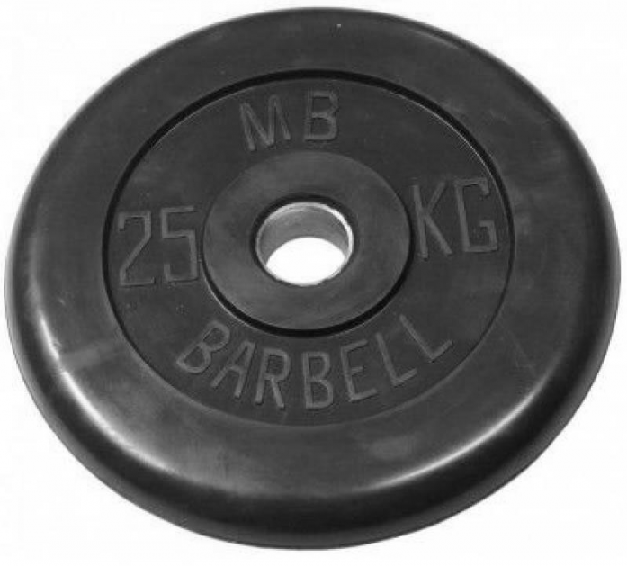 Диск обрезиненный MB Barbell d 51 мм чёрный 25,0 кг
