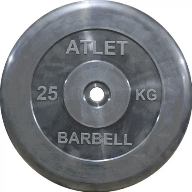 Диск обрезиненный MB Barbell d 31 мм чёрный 25,0 кг Atlet
