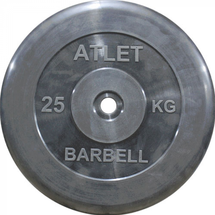 Диск обрезиненный MB Barbell d 31 мм чёрный 25,0 кг Atlet