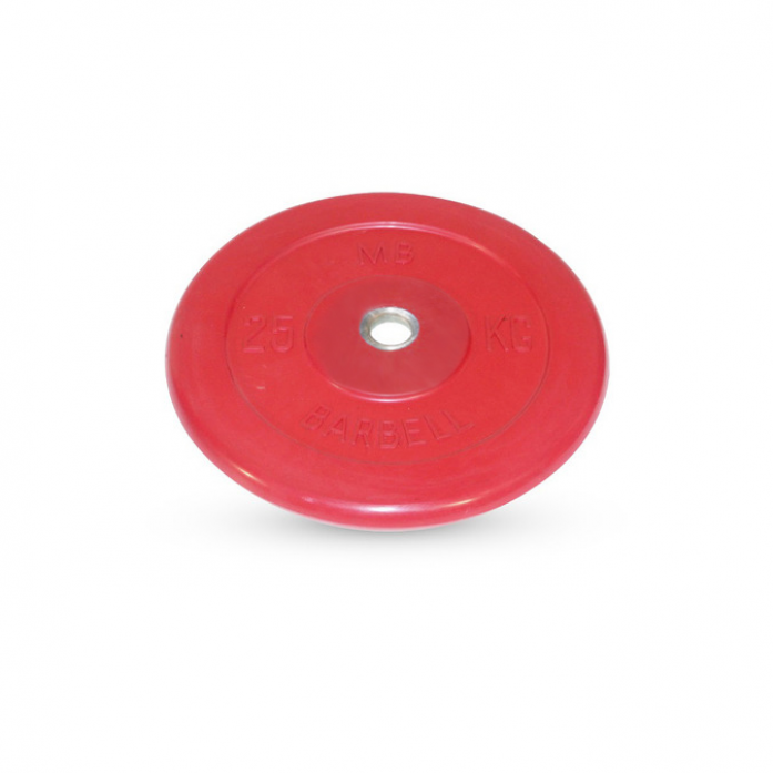 Диск обрезиненный MB Barbell d 26 мм цветной 25,0 кг (красный)