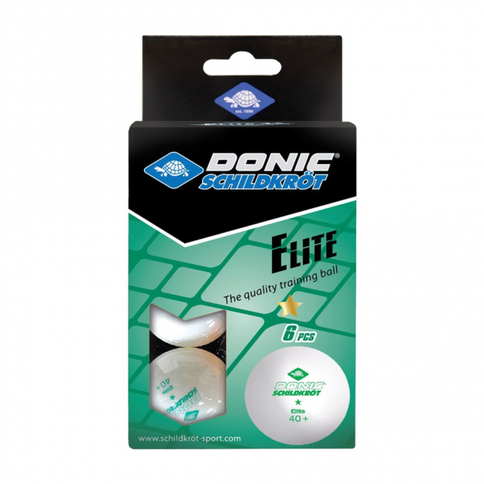 Мячики для настольного тенниса Donic ELITE 1* 40+, 6 шт, белый 608510
