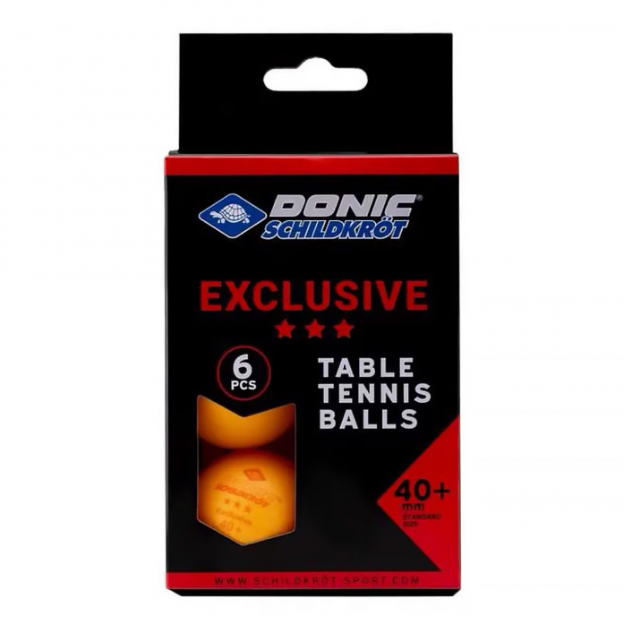 Мячики для настольного тенниса Donic EXCLUSIVE 3* 40+, 6 шт, оранжевый 658038E