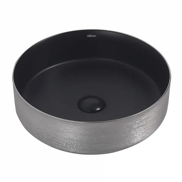 Раковина накладная Abber Bequem AC2109BS черный матовый с серебром