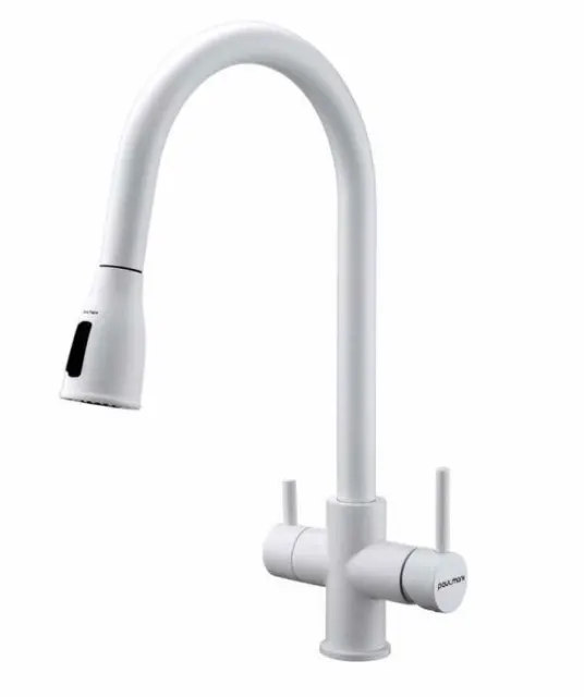 Смеситель для кухни Paulmark LANGE, белый матовый, La214212-WH, 