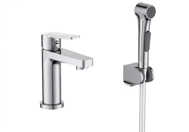 Смеситель для раковины с гигиеническим ручным душем AQUATEK Лугано AQ1712CR хром
