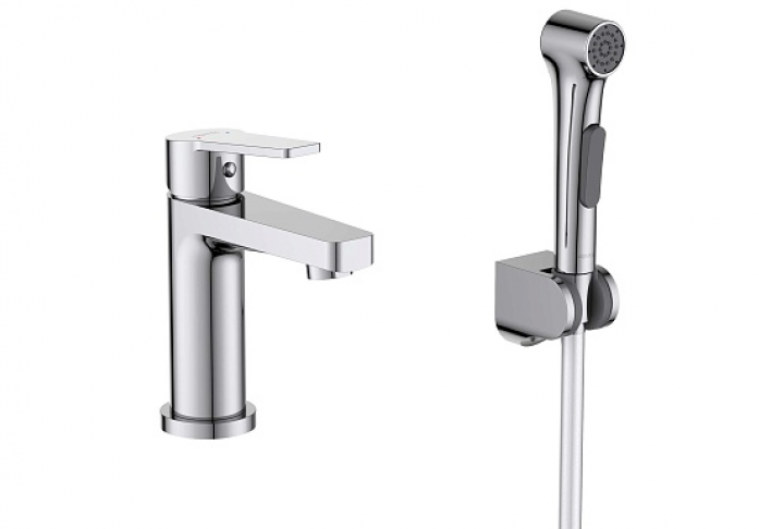 Смеситель для раковины с гигиеническим ручным душем AQUATEK Лугано AQ1712CR хром