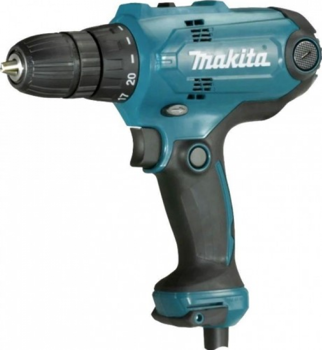 Шуруповерт сетевой Makita DF0300X3 + набор бит 10 шт. d-65028