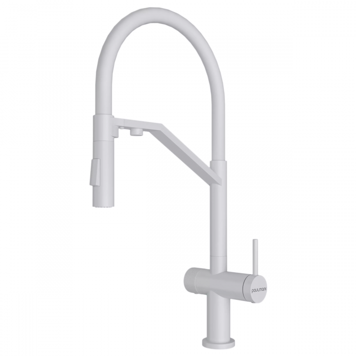 Смеситель для кухни Paulmark ZENDER, белый матовый, Ze213155-WH,