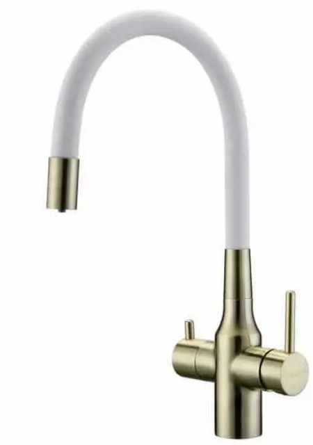 Смеситель для кухни Paulmark SALIX бронза, белый шланг, Sa213419-BRw,