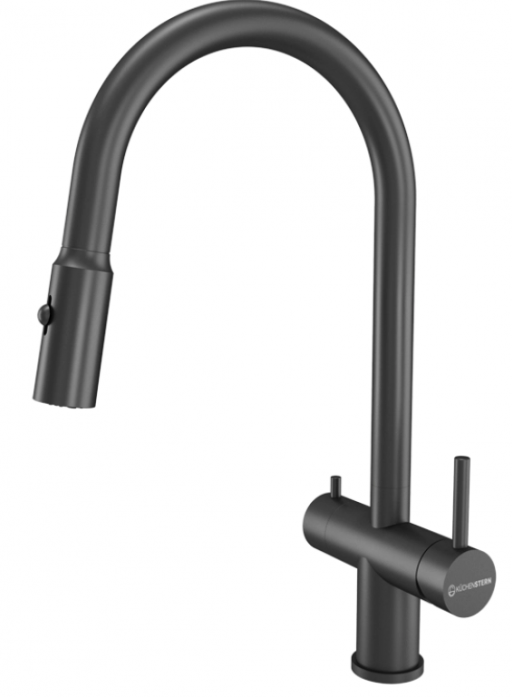 Смеситель для кухни KUCHENSTERN BRUNN-FS 751GM80 вороненая сталь